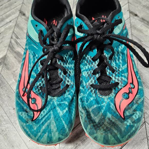 Saucony Womens 6.5 Racing Havok XC Running Track Shoes Teal Spikes S19029-1 - Picture 2 of 8
